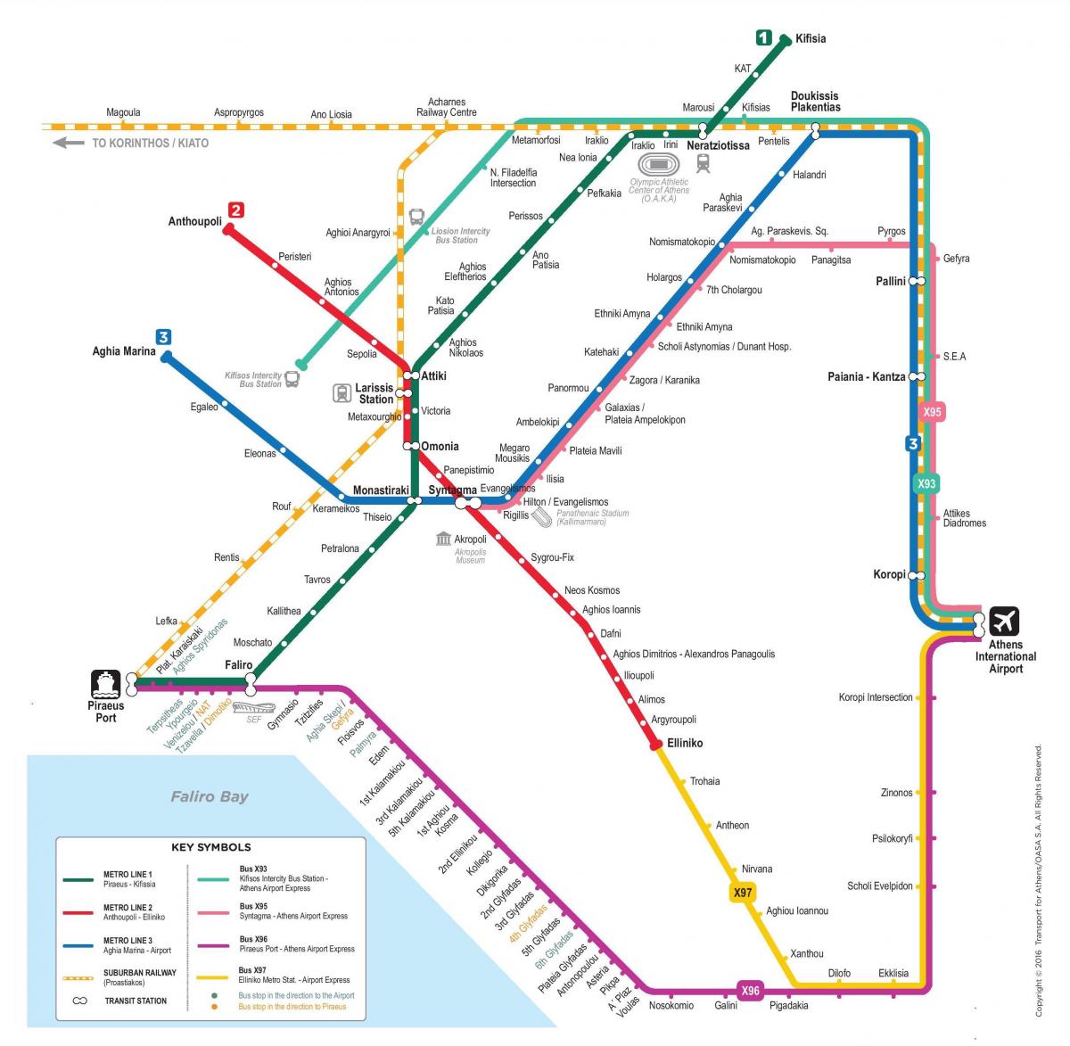 Athens metro stations map