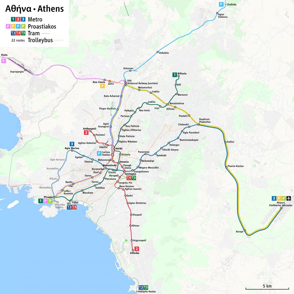 Athens trolley stations map