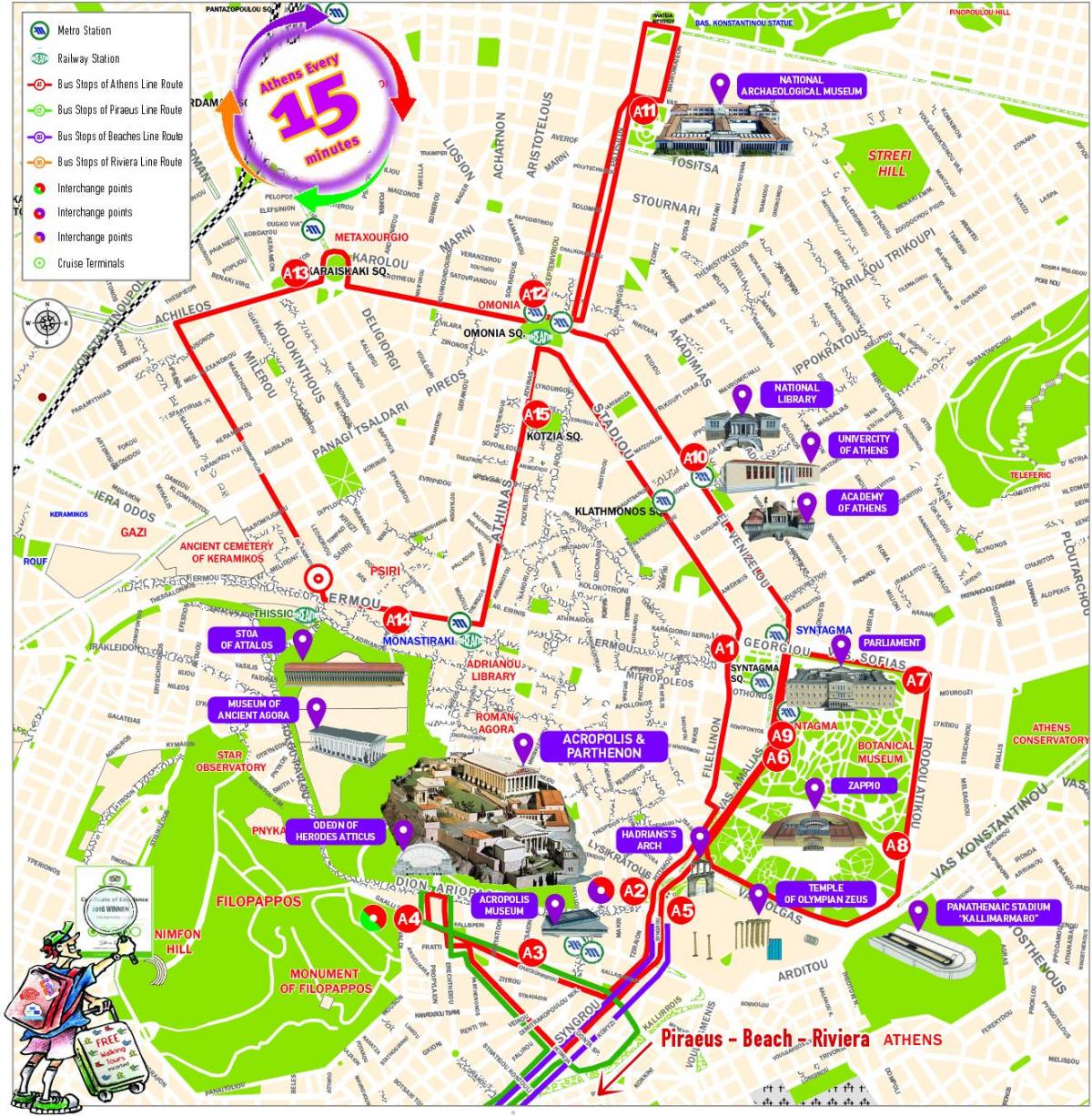 Athens walking tours map